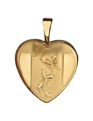 14K Gold Filled Yellow "Butterfly" Heart Locket 2/3 inch x 2/3 inch