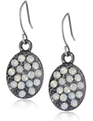 Kensie "Shooting Star" Hematite-Plated Oval Opal Stone Drop Earrings