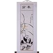 Hand-Painted 48" Oriental Wall Art Scroll - Spring Orchids & Pandas With White Border