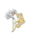 14k & Rhodium Filigree Floral Pin