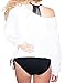 ZESICA Women's Chic Mermaid Shells T Shirts Off the Shoulder Slouchy Pullovers Tops,White,X-Large