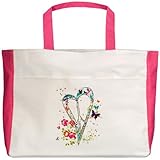 IMAGE OF Beach Tote Fuchsia Flowered Butterfly Heart Peace Symbol Sign