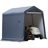 ShelterLogic Shed-in-a-Box with Auger Anchors, Peak, Gray