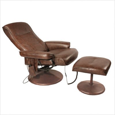 Relaxzen 60-425111 Leisure Massage Reclining Chair with Heat In Comfort Soft Upholstery, Brown