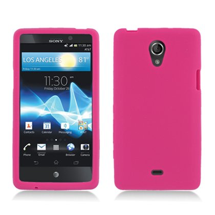 Silicone Solid Skin Gel Cover Case For Sony Xperia TL LT30at - Hot Pink