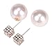 Eyourlife Fashion Womens Lady Earring Double Side Pearl Crystal Ear Studs Earrings Matte Black