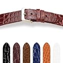 HIRSCH Prestige M, echt Krokodil, 50 schwarz, 20 mm, Goldschließe