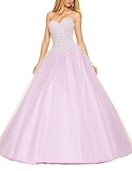 Floor Length  Sleeveless  Sequined Pleated Lace-Up Tulle Sweetheart  Ball Gown Evening Dress/Prom Dress/Quinceanera Dress/Party Dress  With Pearls
