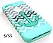 Cellphone Trendz Hybrid Rocker Case for Apple iPhone 5, 5s, 5g - Teal Anchor Chevron Design Case with Teal Silicone Skin