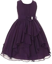 Girls Flared-Skirt   Chiffon Fall Party Dress/Wedding Dress  With a Bow(s) and Rhinestones and a Sash 
