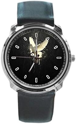 ShangRa Custom Art Clock Dove Governments Mood Pocket Politics Time Vector Watch Unisex Casual Fashion Stainless Steel Wrist Business Watch With Black Leather Band
