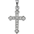 14K White Gold Diamond Cross Pendant - 16.00x11.50mm