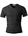 H2H Men's Vintage Eyelet T-Shirts with V-Neck Short Sleeve