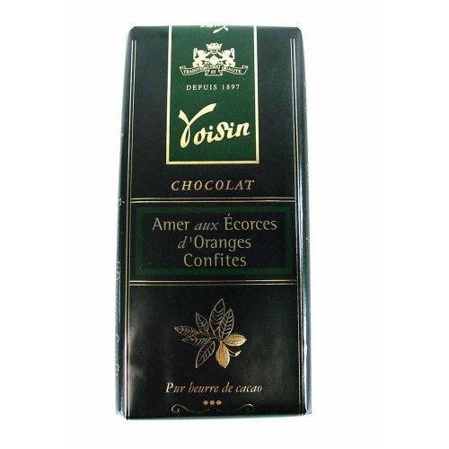 Bittersweet Chocolate Bar with Candied Orange Peel 100 g (3.5 oz) by Voisin, One by Voisin