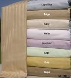 SOHO Bed Sheet Set 100% Egyptian Cotton Sateen Stripe 800 Thread Count.(Sage) Queen.
