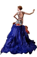 Modest Applique Sequined Crystals Beaded Crystal Lace Mermaid Chiffon/Taffeta/Tulle  Dress