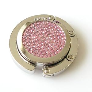 Pretty in Pink - Pink Crystal Purse Hook with Compact Mirror