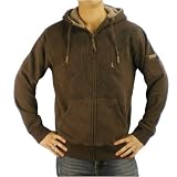Mens Billabong brown zip up hooded winter jacket. Very high quality skate surf brand name sweater featuring side entry pockets with a small logo leather badge on the sleeve of the hoodie. Great authentic fleece to wear this season with various casual styles.