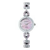 Armitron Women's 753936PMSV Swarovski Crystal NOW  Silver-Tone Pink Mother-of-Pearl Dial Heart Shaped Bracelet Watch