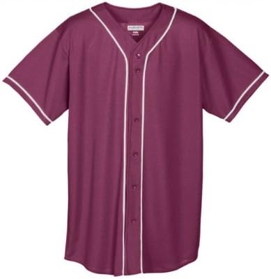 Wicking Mesh Button Front with Braid Trim - Adult Item # AU 597 - Maroon White