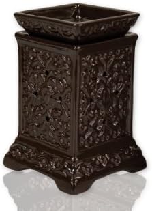 Drake Candles Square Tall with Round Holes Ceramic Fragrance Warmer, Brown, 6-3/4-Inch