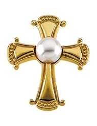 14K Yellow Gold Akoya Pearl Cross Pendant -- LIFETIME WARRANTY