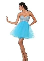 Short Sweetheart Polyester/Tulle Beaded Sequined Lace-Up Homecoming Dress/Prom Dress 