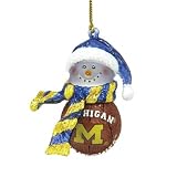 Michigan Wolverines 2 1/2 Striped Acrylic Basketball Snowman
