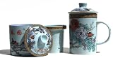 Tea mug infuser & lid with infuser stand and lid White Peony