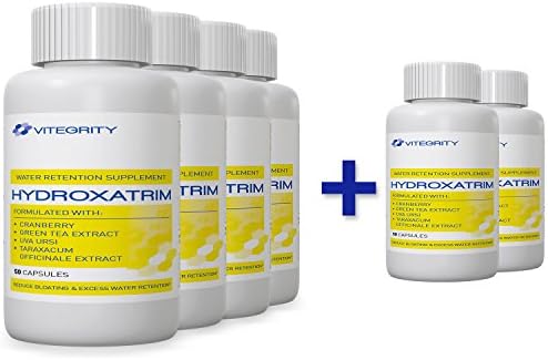 Hydroxatrim Buy 4 Get 2 Hydroxatrim Free - Powerful, Fast Acting Diuretic - Gentle - All Natural Formula With Potassium - Reduce Bloating and Water Retention - 50 Capsules