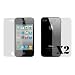2 Set Glossy highly transparent double-sided screen guard protector for iPhone 4 4G