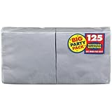 Amscan 203315 Silver Big Party Pack - Beverage Napkins - 125 Count