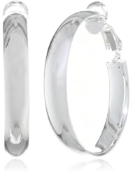 Sterling Silver Polished 6mmx35mm Flat Tube Clip Hoop Earrings