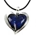 Glass Necklace Murano Heart Pendant Blue Glitter Enamel Heart Design By Bucasi
