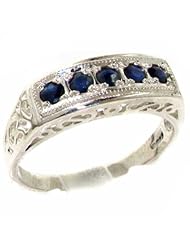 Luxury 925 Solid Sterling Silver Natural Sapphire Womens Band Ring - Finger Sizes 4 to 12 Available