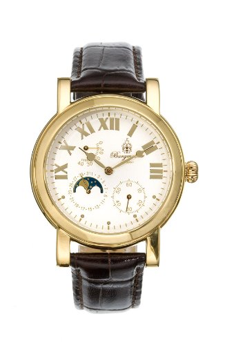 Burgmeister Denver BM122-215 Herren Automatik Uhr Leder braun gold Datum Tag-Nacht