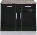 Pharao24 Küchen Unterschrank 100 anthrazit alu Boston