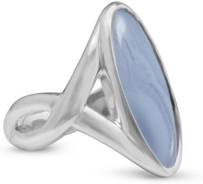 Sterling Silver Blue Lace Agate Elongated Ring