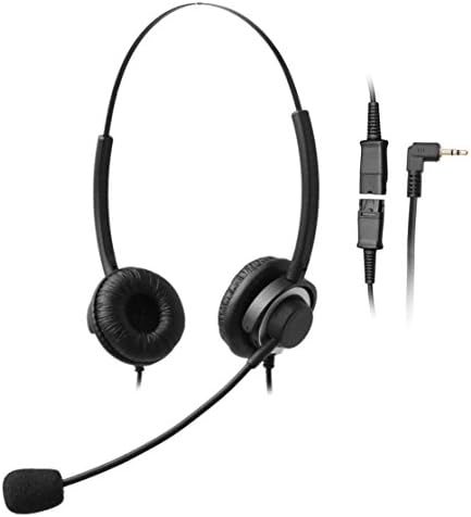 Wantech Dual Ear Call Center Telephone Headset with 2.5mm Headphone Jack + Mic + Quick Disconnect for Polycom IP320 SoundPoint Pro Gigaset C610 IP C620H Zultys Technologies IP Phones(H320Q02J25)