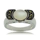 Mother of Pearl Ring W/ Marcasite Sterling Silver Band