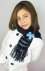 Handmade Lightweight Scarf - Deep Blue for Teens or Girls (100% Hand-knitted)