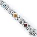 Antique Style Solid Sterling Silver Cubic Zirconia Rhodium Plated 7.25 Bracelet with Multi-Color Square Semi-Precious Stones