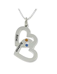 Sterling Silver Personalized Name Necklace - Custom Made Any Name with Birthstones