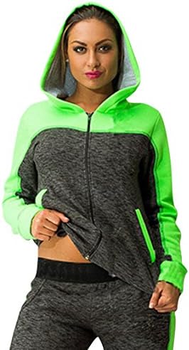 Worronland Womens Green Black 2 Piece Sweatsuits Casual Hooded Sport Outfit
