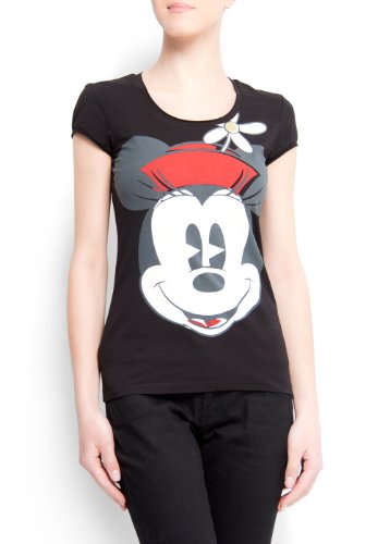 Mango Women's Mickey Mouse T-shirt, M, Black