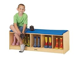 Jonti-Craft 9093JC 5-Section Bench Locker, Blue Cushion