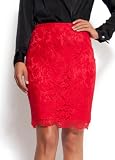 416yruawipL. SL160  Mango Womens Slim fit High waist Lace Skirt., M, Red