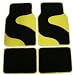 Yellow Diamond Plate Swish Curve and Black Carpet Plato Floor Mats for Cars / Truck