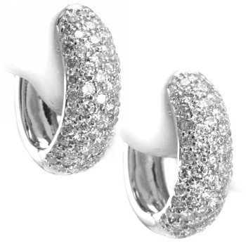 1.07ct Fine Diamond Hoop Earrings 14k White Gold Huggies