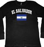 El Salvador Flag International Soccer Mens Thermal Shirt, Salvadorian National Pride Soccer Men's Long Sleeve Thermal Style Shirt